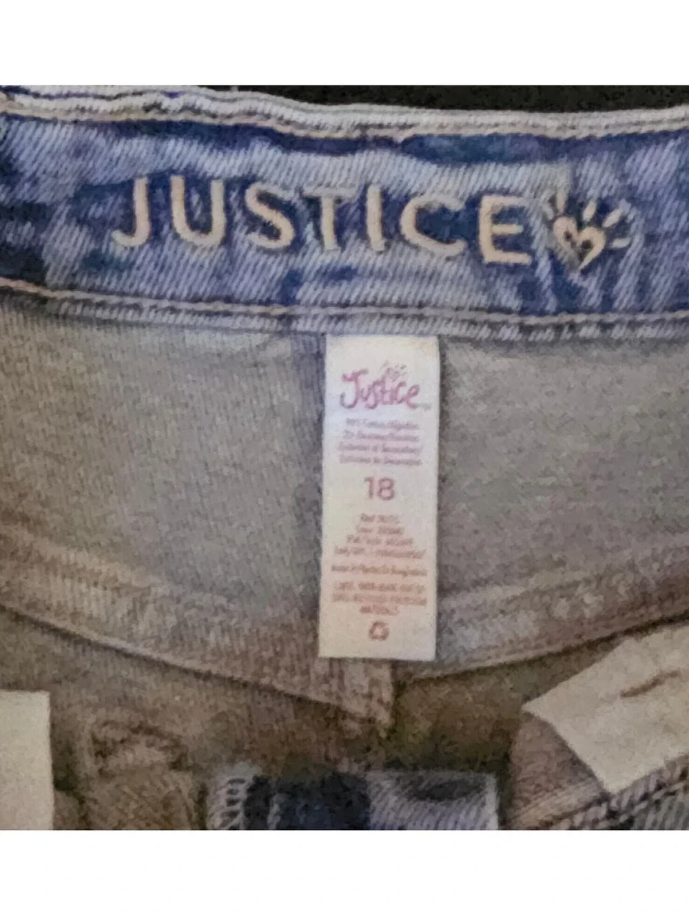 Girls justice size 18 jean shorts new mini mom short